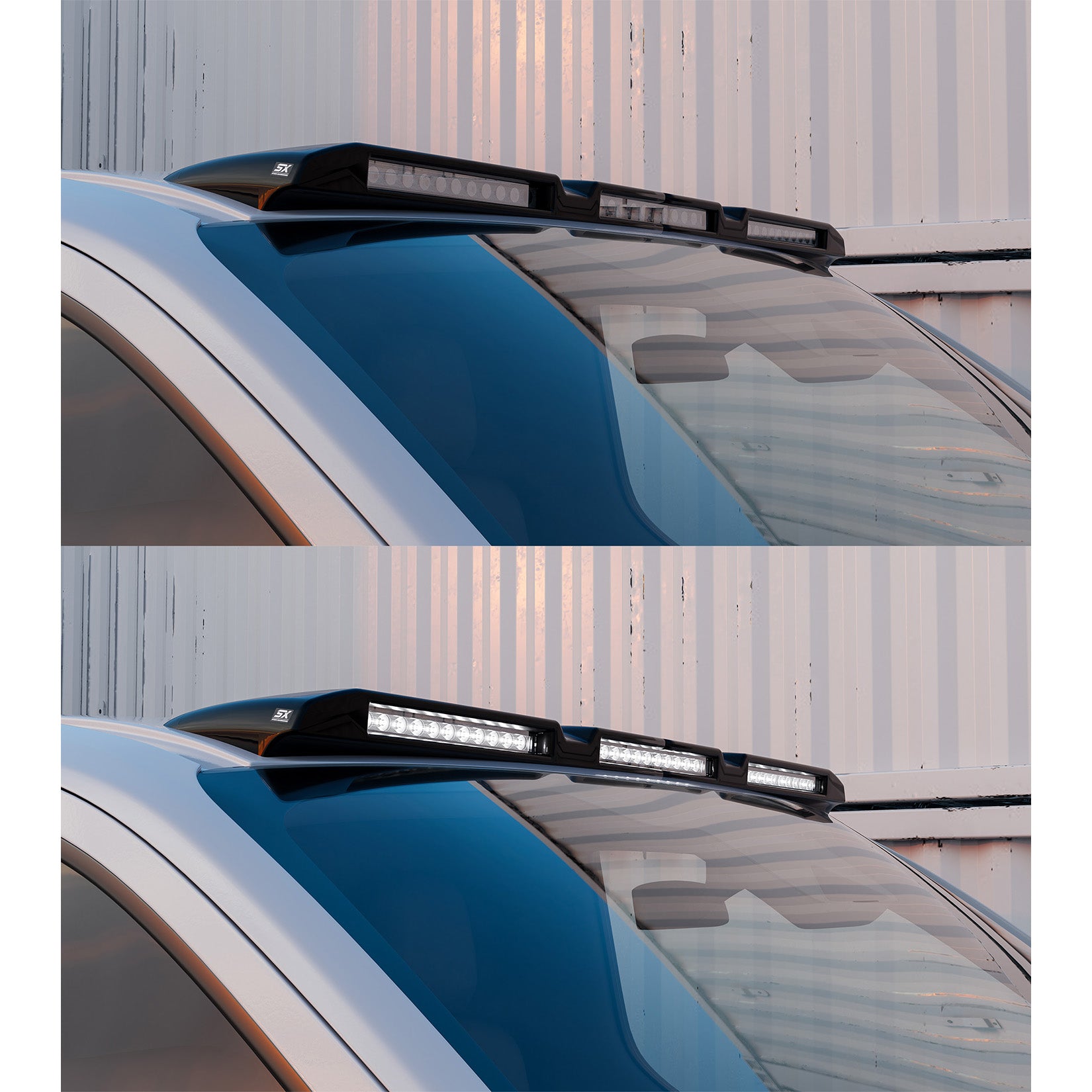 Ford Transit Custom MK2 2024 on Luminex Roof Light Pod With Amber Strobe In Gloss Black