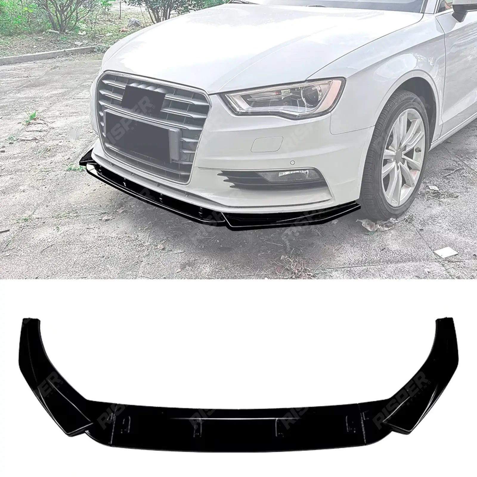 Audi A3 8V Pre Facelift 2013-2016 Standard Models Front Splitter In Gloss Black Front Splitter