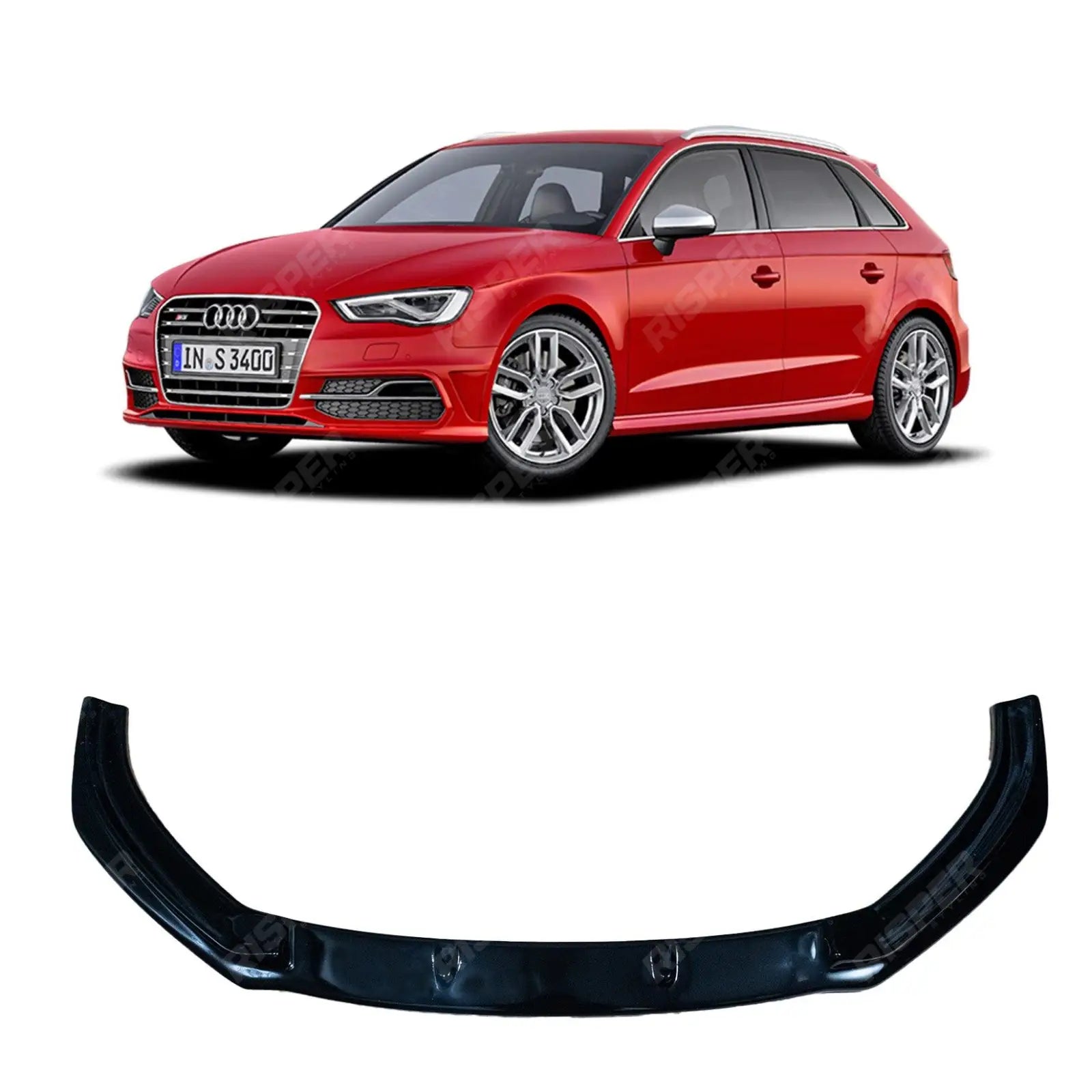 Audi A3 S - Line/S3 8V Facelift 2016 - 2020 Risper Gloss Black Front Splitter Lip