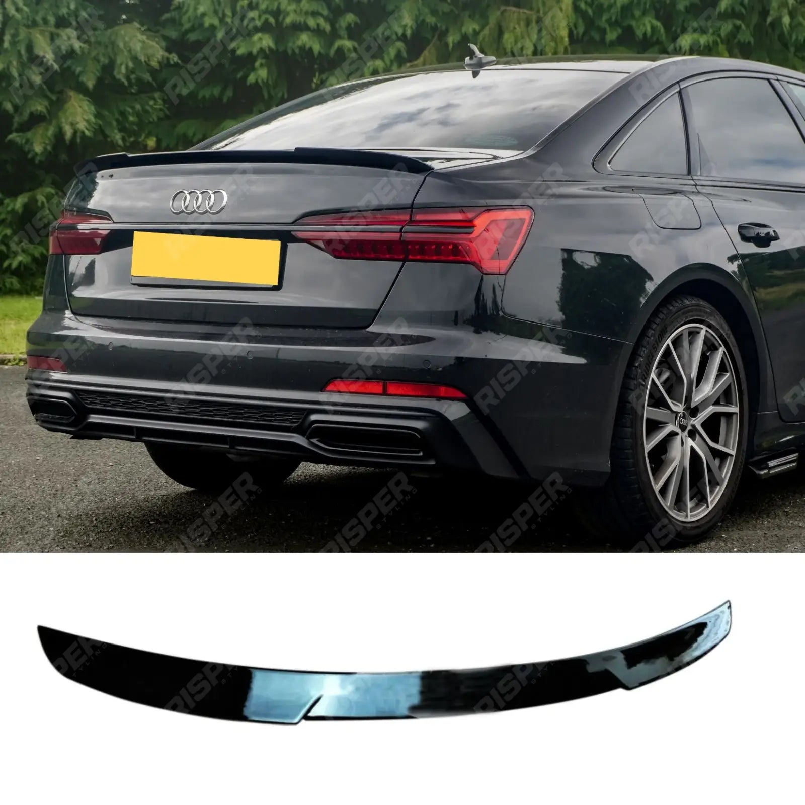 Audi A6 C8 2019+ Gloss Black RS6-Style Rear Boot Spoiler Spoiler