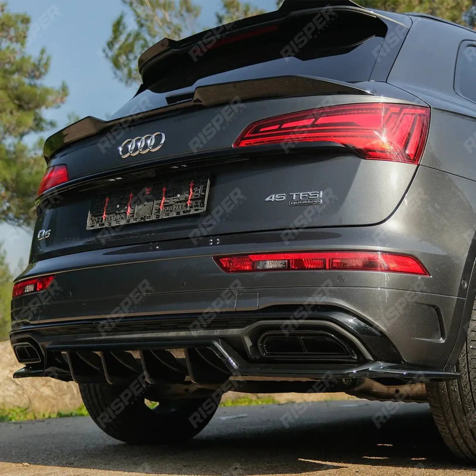 Audi Q5 S - Line Mk2 Facelift 2020 - 2024 Rear Centre Splitters In Gloss Black (2 Pcs)