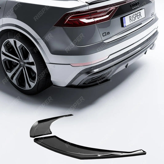 Audi Q8 S - LINE 2018 on Gloss Black Rear Bumper Corner Splitters