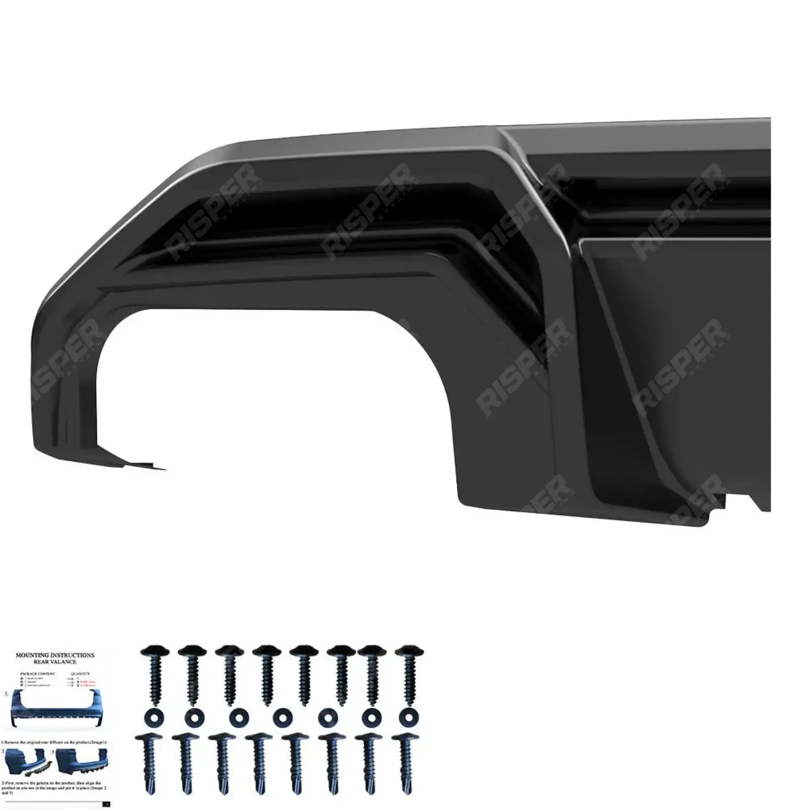 Audi S3 8Y 2020 - 2024 Rear Diffuser Valance / A3 S - LINE 8Y 2020 - 2024 Rear Diffuser Valance In Gloss Black