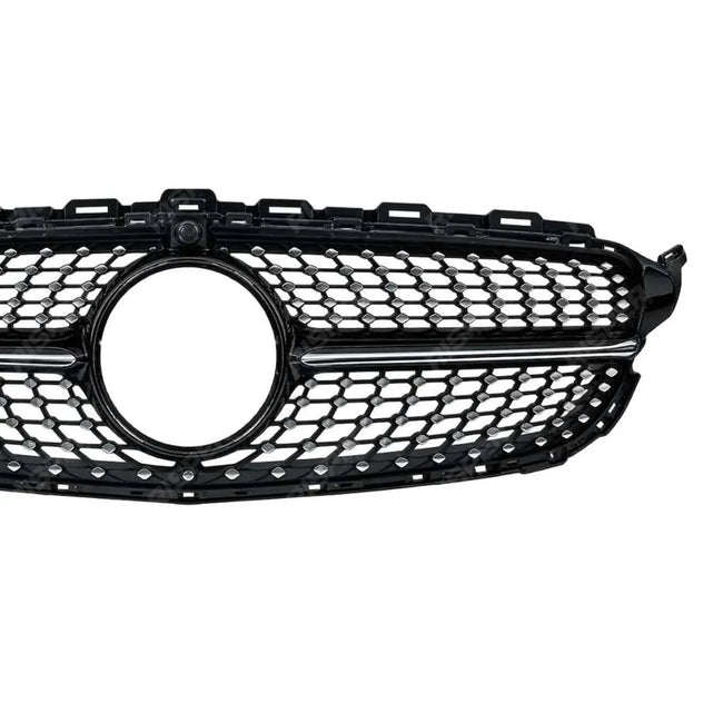 Black and Chrome Diamond Grill (Camera Compatible) For Mercedes C205 W205 2015-2018 Secondary image