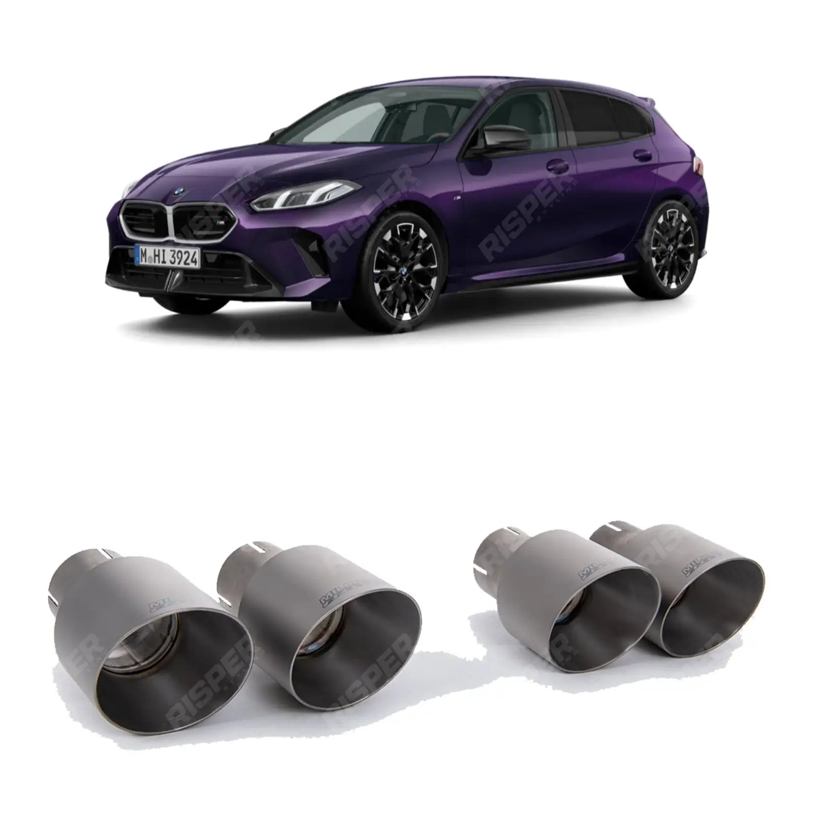 BMW 1 Series F70 M135i xDrive Milltek Sport OPF Back Exhaust System Oe Rear Diffuser - Brushed Titanium Tips Exhaust