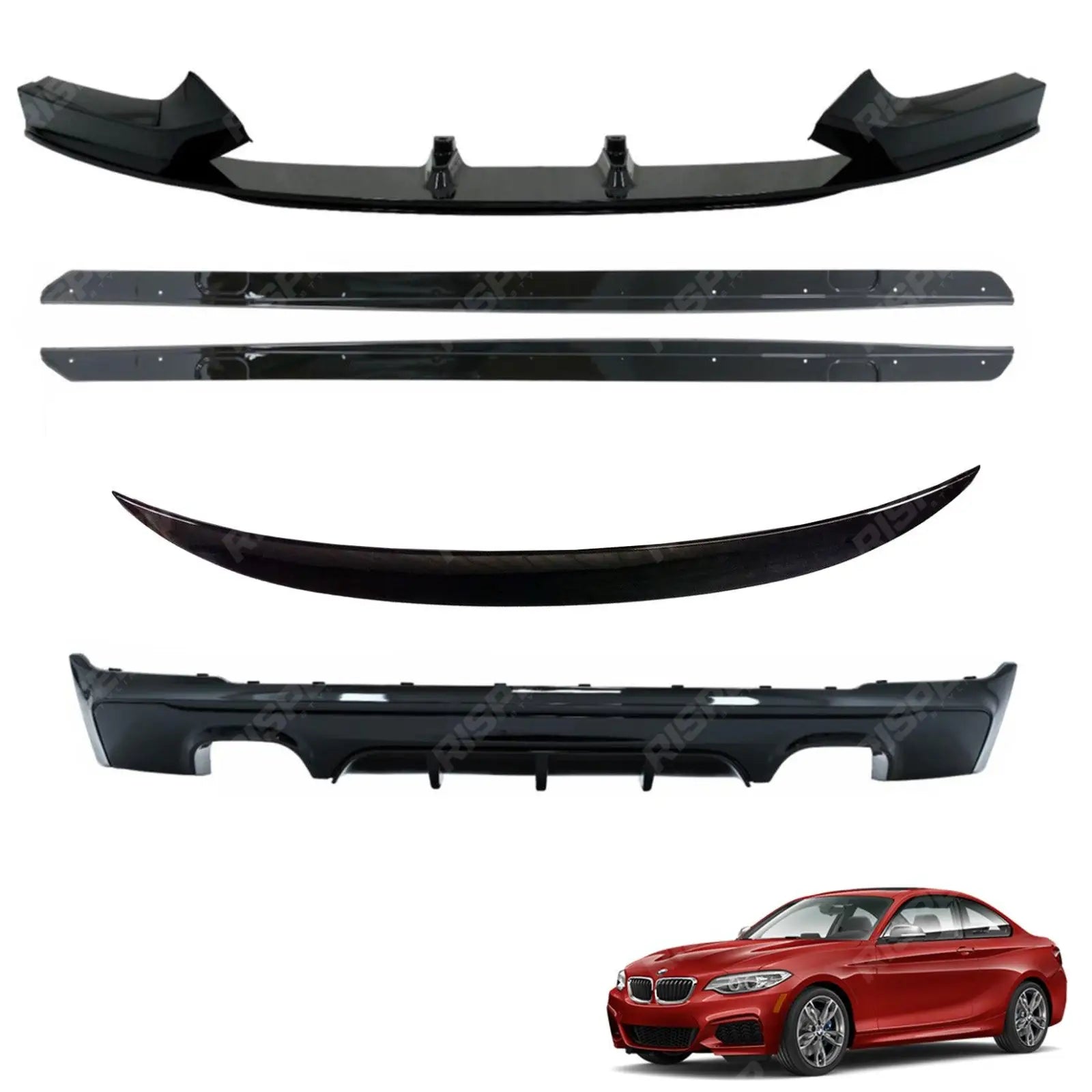 BMW 2 Series F22 M Sport 2014 - 2021 Gloss Black Full Aero Body Kit - Diffuser 00__00