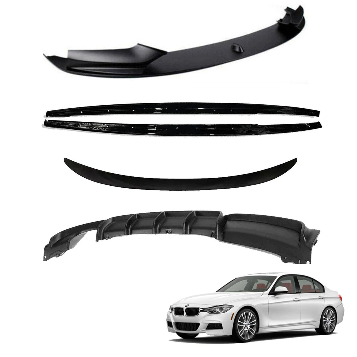 BMW 3 SERIES F30 2012-2018 FULL AERO BODY KIT IN GLOSS BLACK - DIFFUSER 00___ - RisperStyling