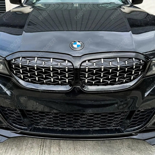 BMW 3 Series G20/G21 2018 - 2021 (pre - lci) Diamond Style Front Grill Gloss Black & Silver