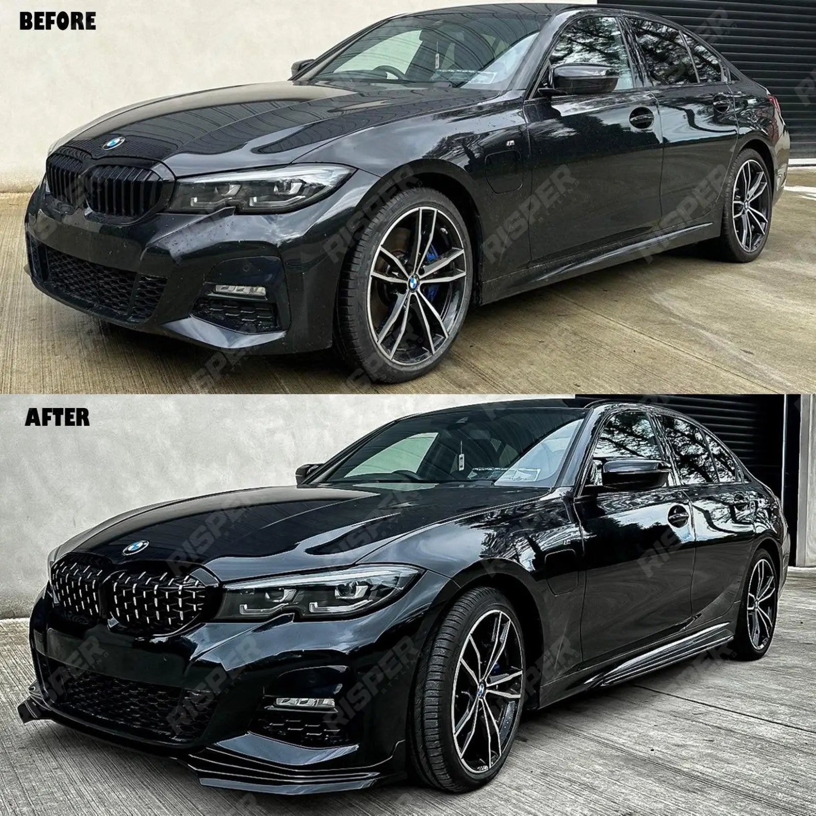 BMW 3 Series G20 G28 M Sport 2018+ Gloss Black Aero Kit Lip Package