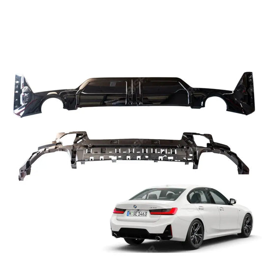 BMW 3 Series G20 M Sport LCI Facelift 2022+ Gloss Black Rear Diffuser