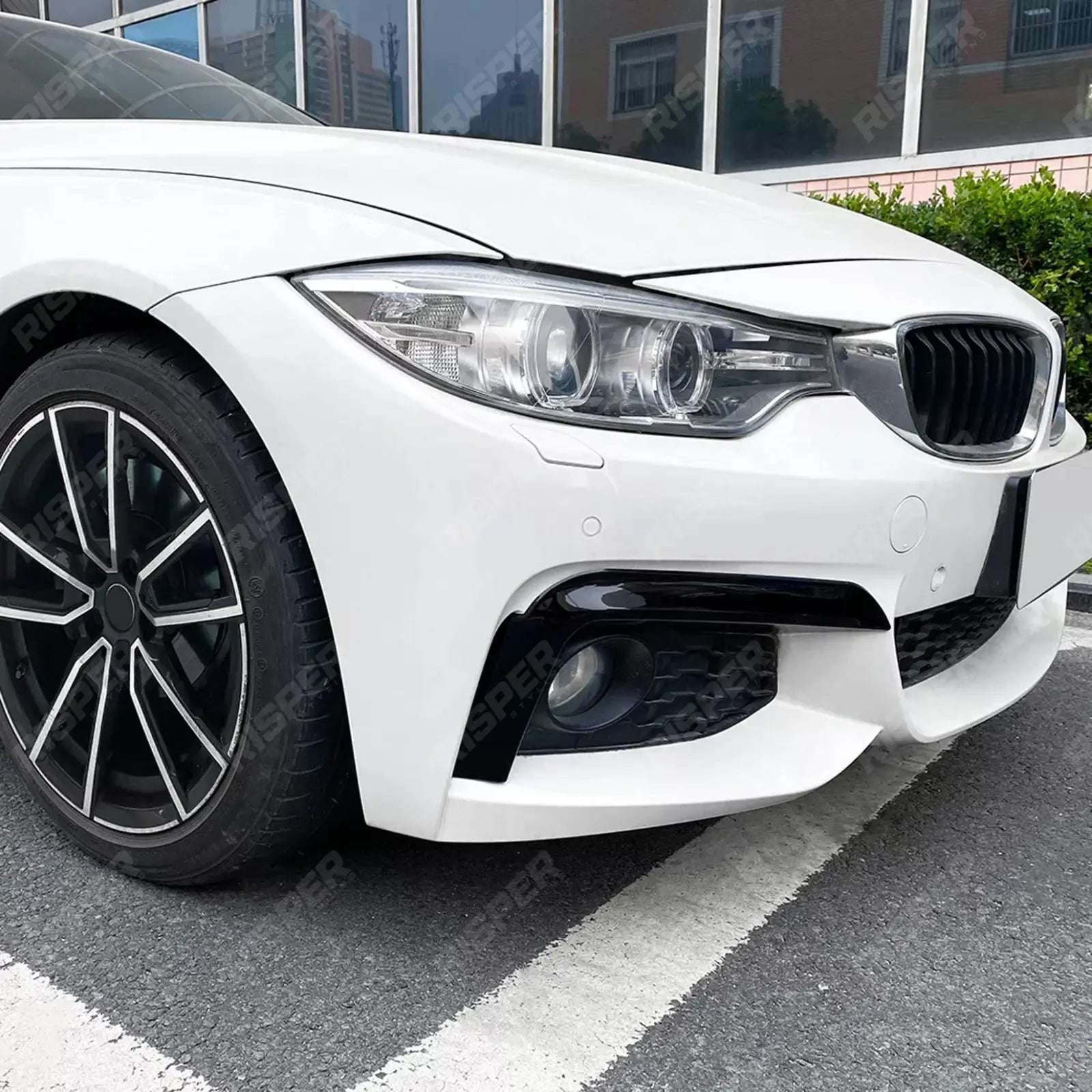 BMW 4 SERIES F32 & F36 2014-2020 M SPORT FRONT UPPER CANARDS IN GLOSS BLACK Body Trims