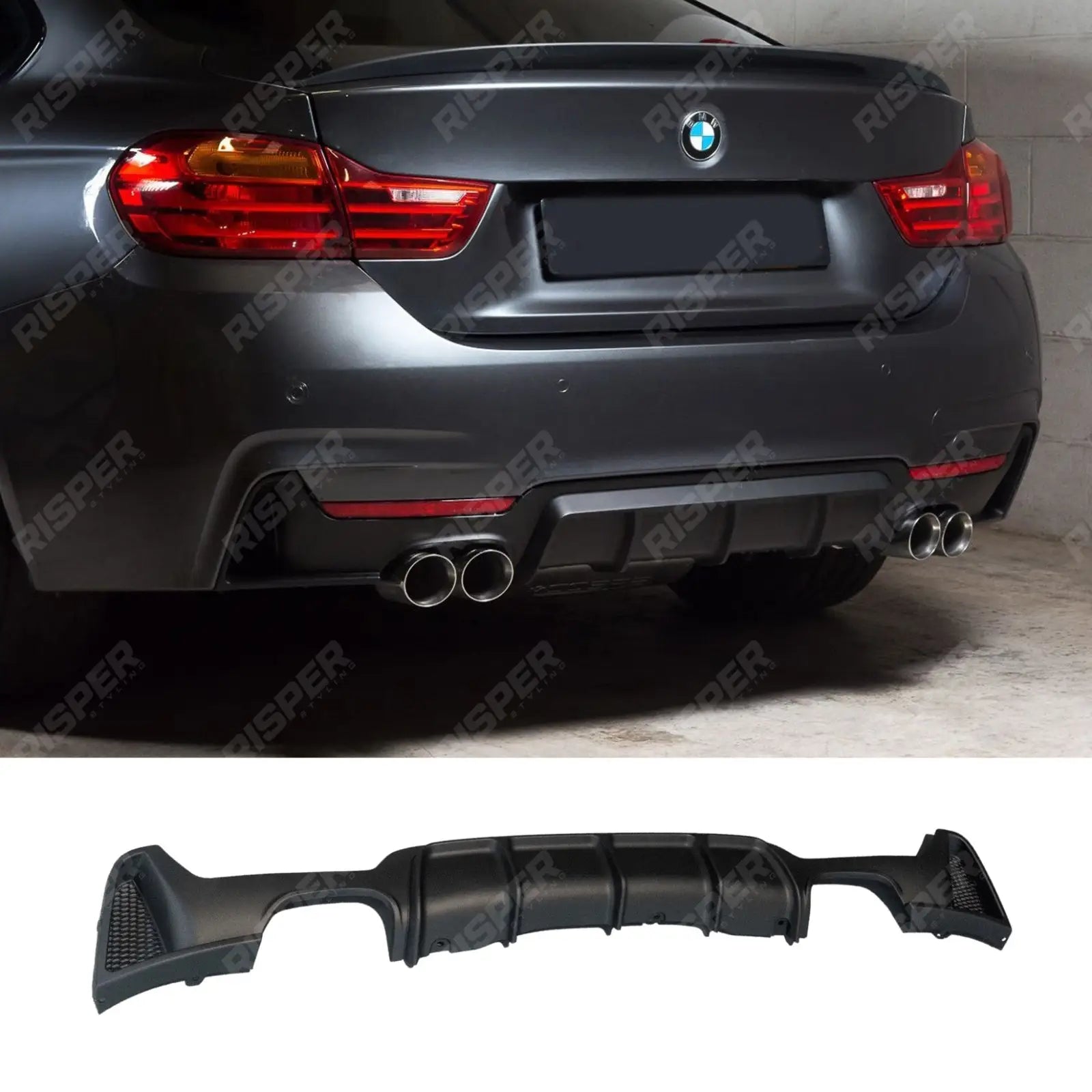 Bmw 4 Series F32 F36 M Sport 2014 - 2020 Rear Diffuser 00__00 In Matte Black