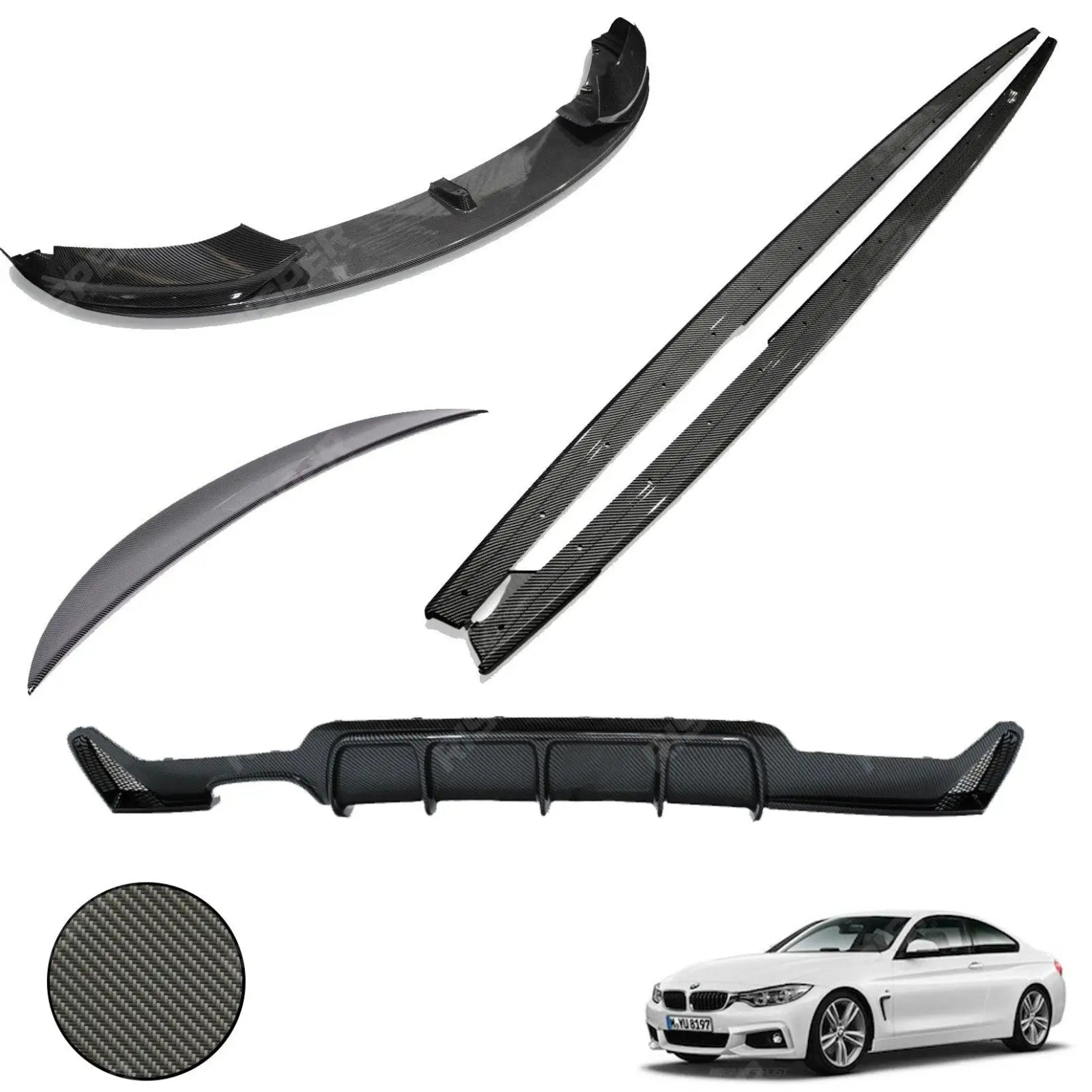 BMW 4 Series F32 M Sport 2014 - 2020 Carbon Look Full Aero Body Lip Kit - Diffuser 00___