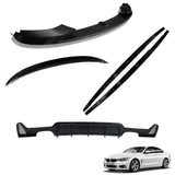 BMW 4 Series F32 M Sport 2014 - 2020 Matte Black Full Aero Body Lip Kit - Diffuser 00__00