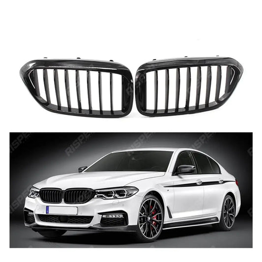 BMW 5 Series G30 G31 Pre LCI 2017 - 2020 M5 Style Solid Slat Upgrade Front Grill In Gloss Black