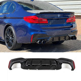 BMW 5 Series M Sport G30 G31 (pre LCI 2017 - 2020) M5 Look Rear Diffuser - Quad Exit Gloss Black