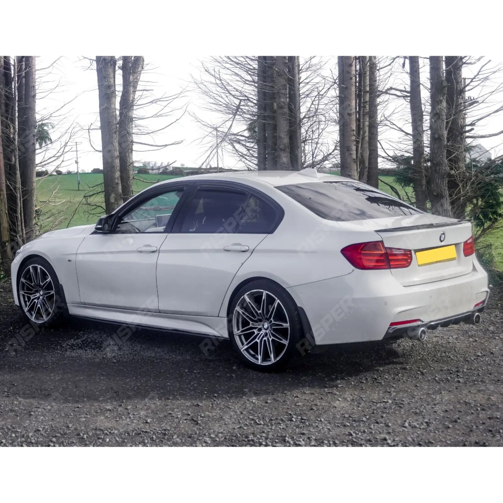 Bmw F30 F35 M Sport Single Tip Twin Exit Rear Diffuser - Carbon Look Diffuser