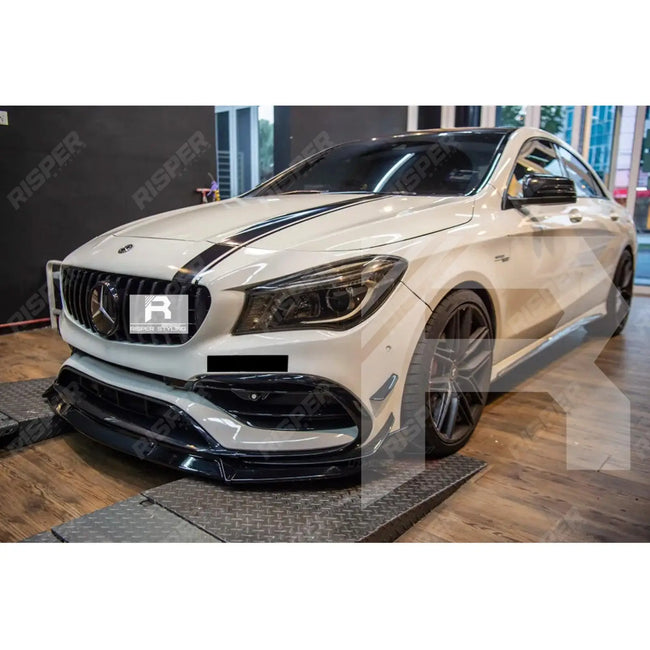 Brabus Style Gloss Black 3 Piece Front Splitter Lip For Mercedes CLA W117 2013-2019 Secondary image