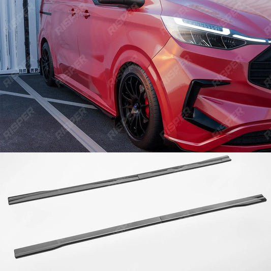 Ford Transit Custom MK2 2024 on LWB Side Skirt Splitters V2 In Gloss Black Side Skirts