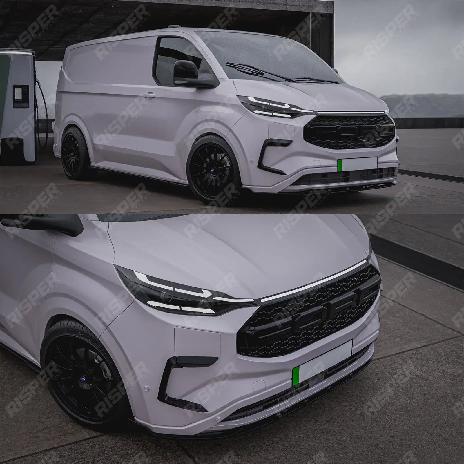 Ford Transit E Custom & PHEV MK2 2024 on Front Aero Canard Loops In Gloss Black