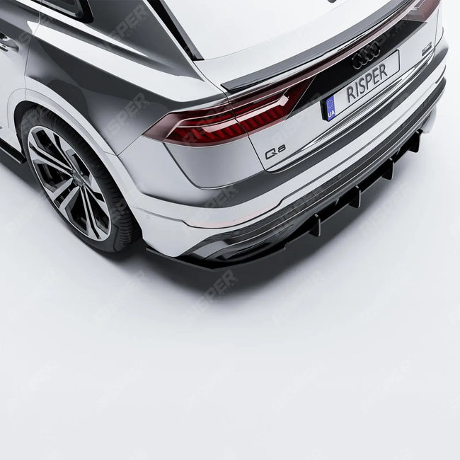 Gloss Black Rear Blade Diffuser For Audi Q8 S-LINE 2018-2023 Secondary image