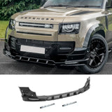 Land Rover Defender L663 2020 On - V2 Front Bumper Splitter With Led’s In Gloss Black Front Splitter