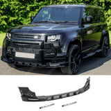 Land Rover Defender L663 2020 On - V2 Front Bumper Splitter With Led's In Gloss Black