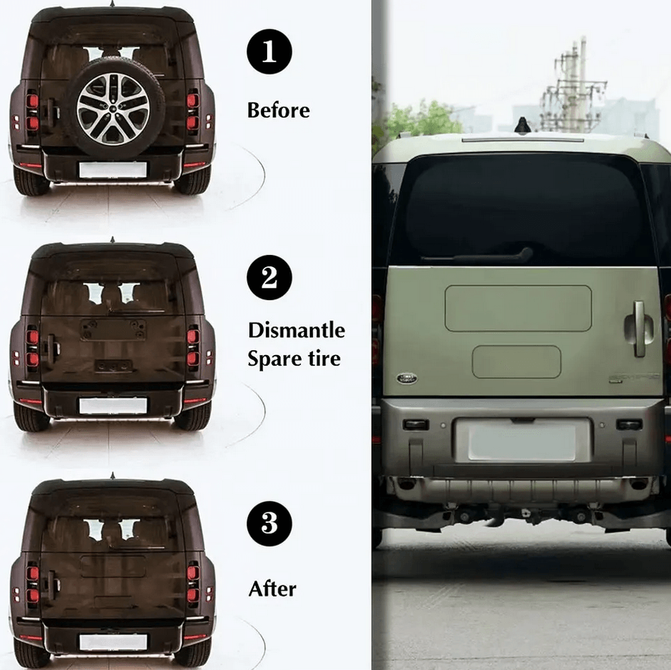 LAND ROVER DEFENDER L663 90 /110 / 130 2020 ON - SPARE WHEEL COVER REMOVAL PLATE - COLOUR CODED - RisperStyling