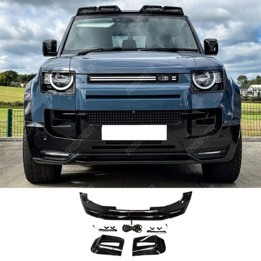 Land Rover Defender L663 90 / 110 / 130 2020 Onward – Front Bumper Splitter in Gloss Black Bumper Splitter