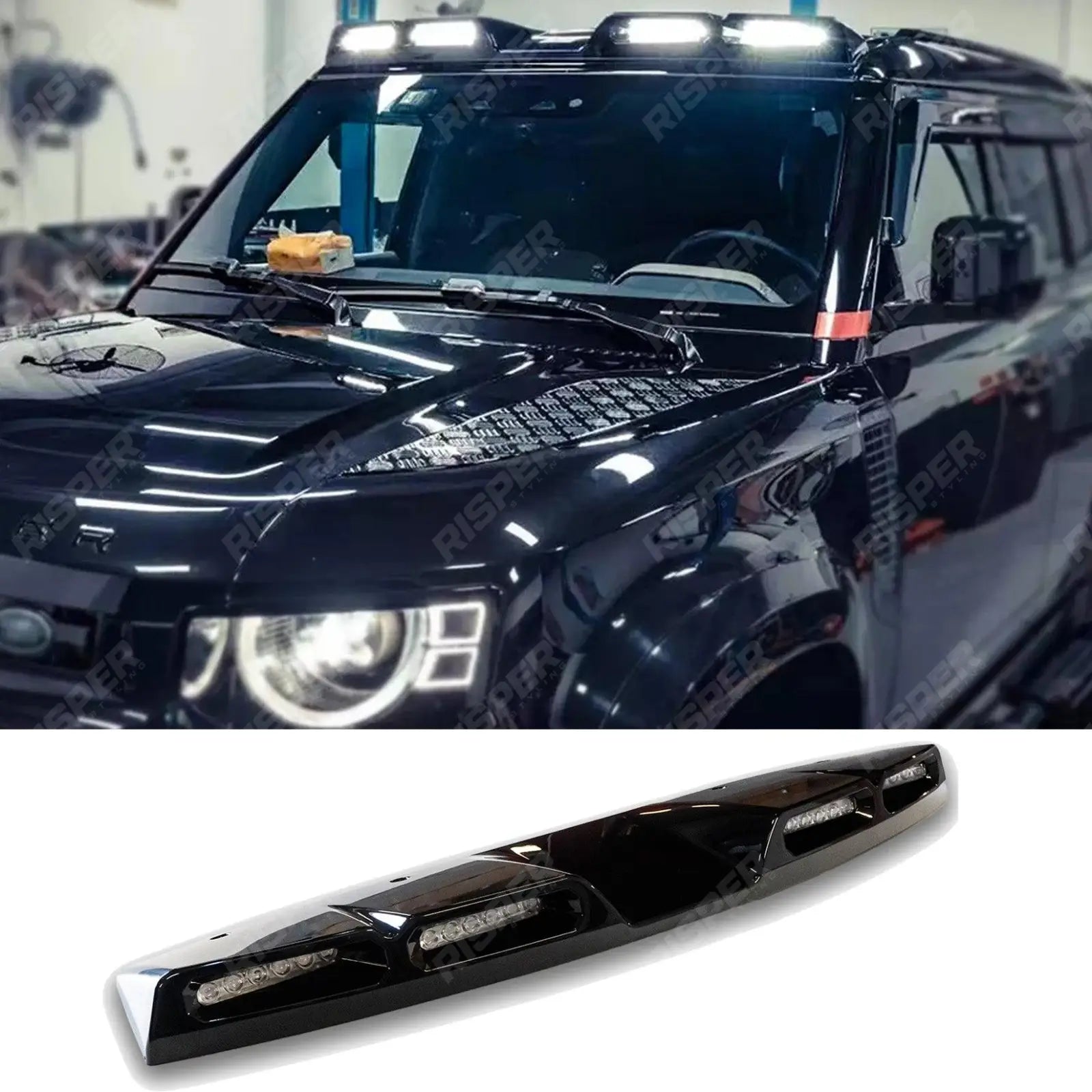 Land Rover Defender L663 90/110/130 2020+ Roof Light Pod V2 In Gloss Black