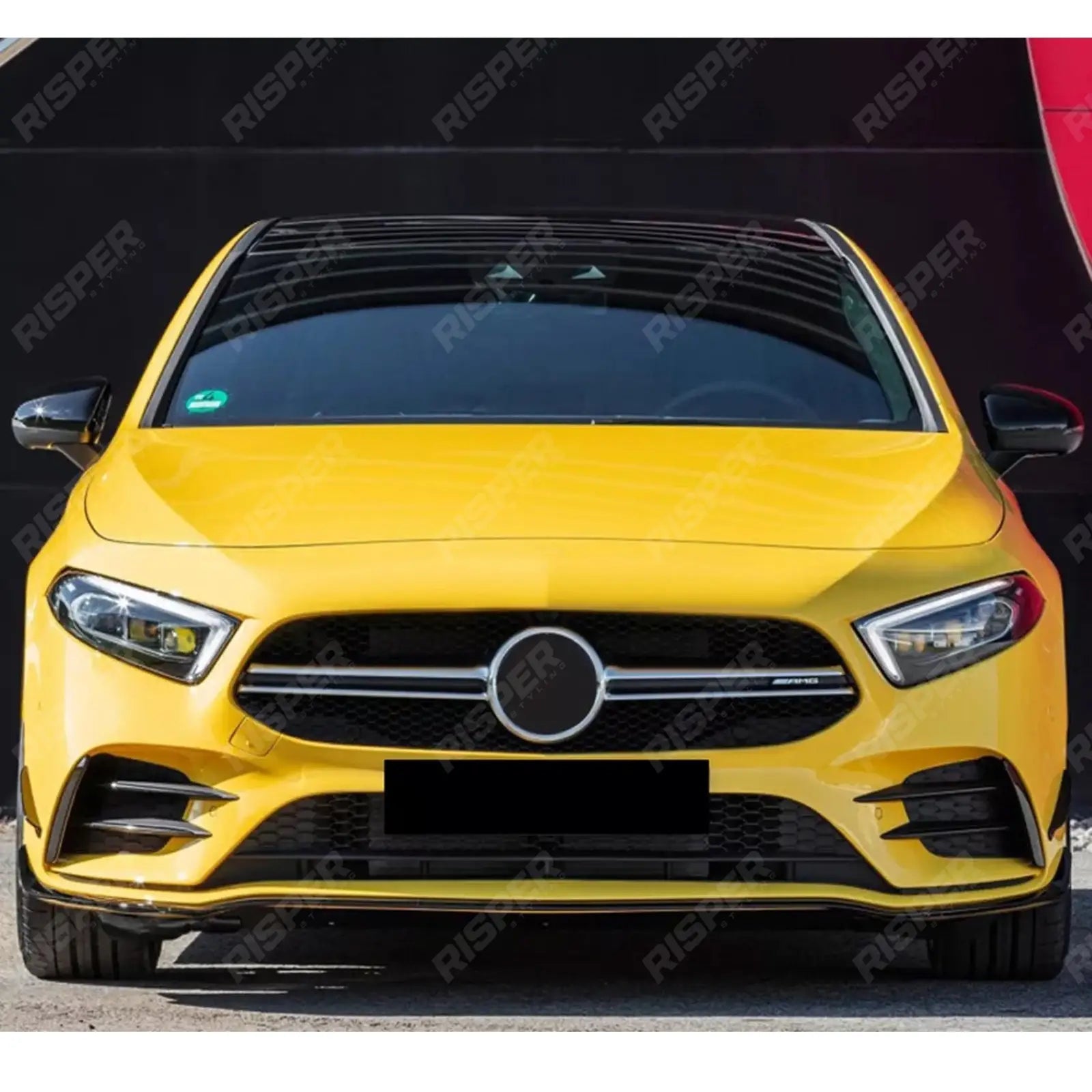 MERCEDES A CLASS AMG LINE W177 FACELIFT 2023+ FRONT SPLITTER WITH CANARDS IN GLOSS BLACK Front Splitter