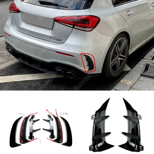 Mercedes A Class W177 2019+ Rear Bumper Vents In Gloss Black