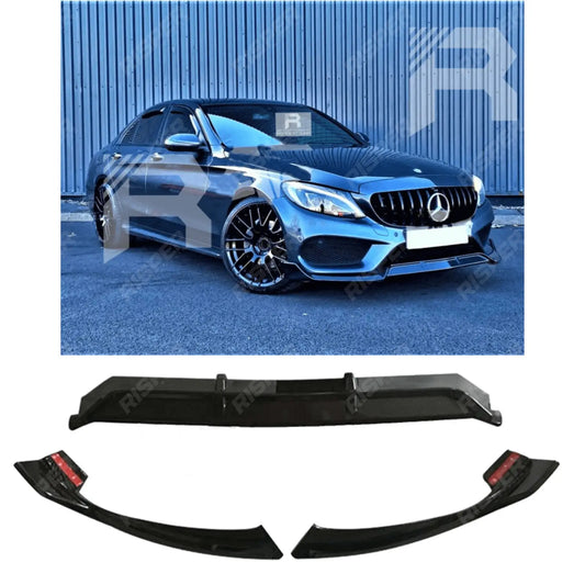 Mercedes C - Class W205 2015 - 2018 'C63S Brabus Style' Front Splitter Lip In Gloss Black