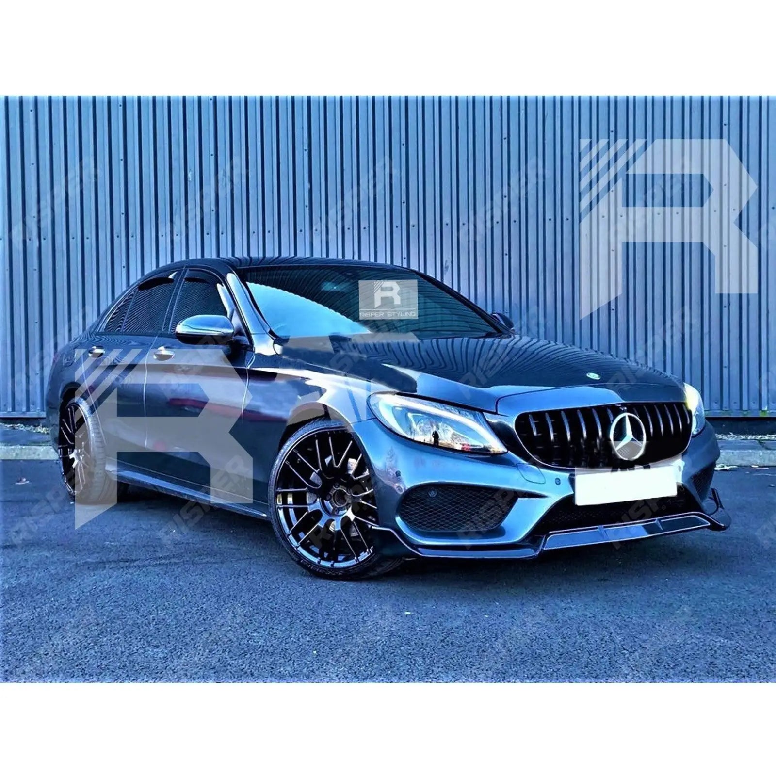 Mercedes C - Class W205 2015 - 2018 'C63S Brabus Style' Front Splitter Lip In Gloss Black
