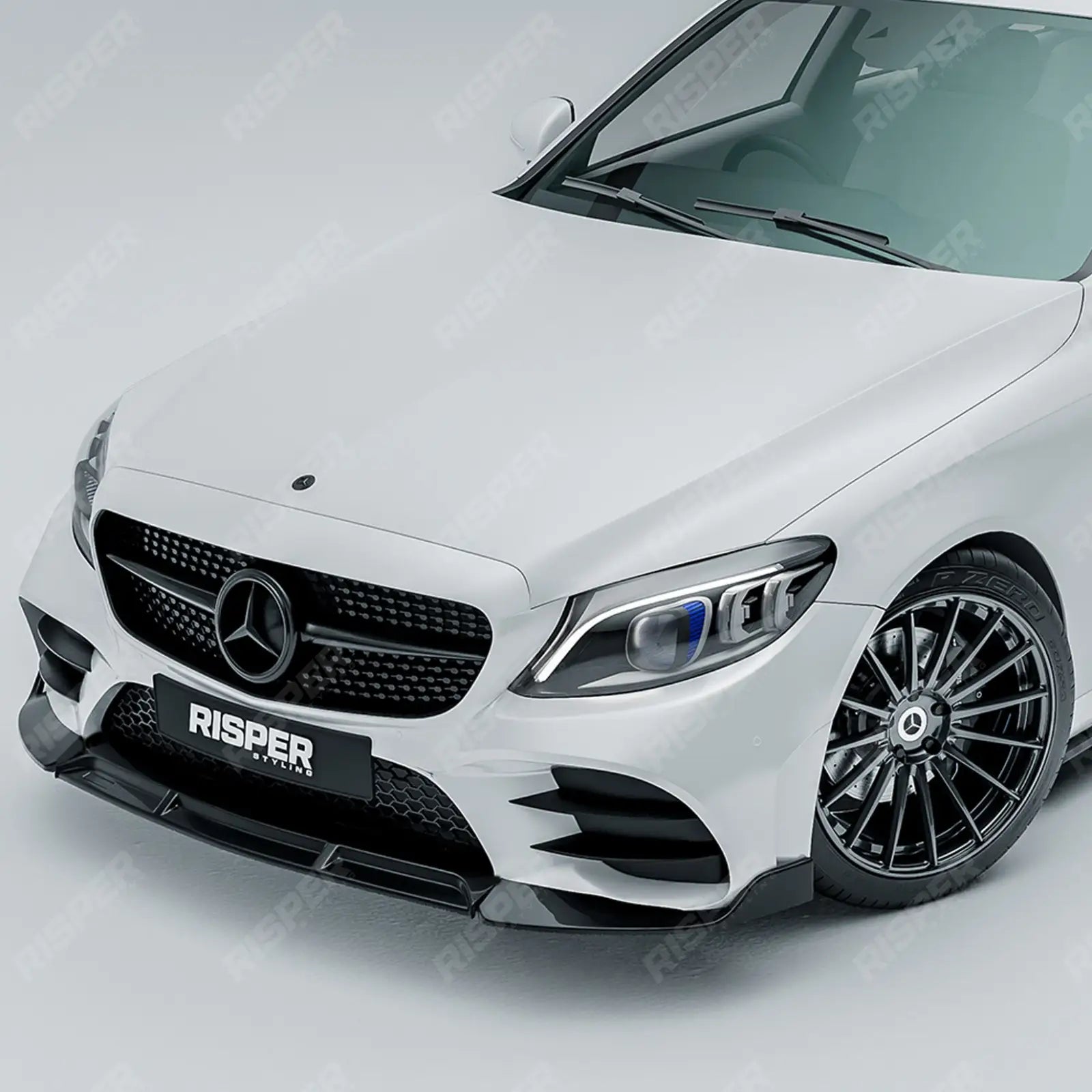 Mercedes C-Class W205 2019-2022 Facelift ’C63S Brabus Style’ Front Splitter Lip - Gloss Black Front Splitter