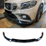 Mercedes C - Class W205 2019 - 2022 Facelift 'C63S Brabus Style' Front Splitter Lip - Gloss Black
