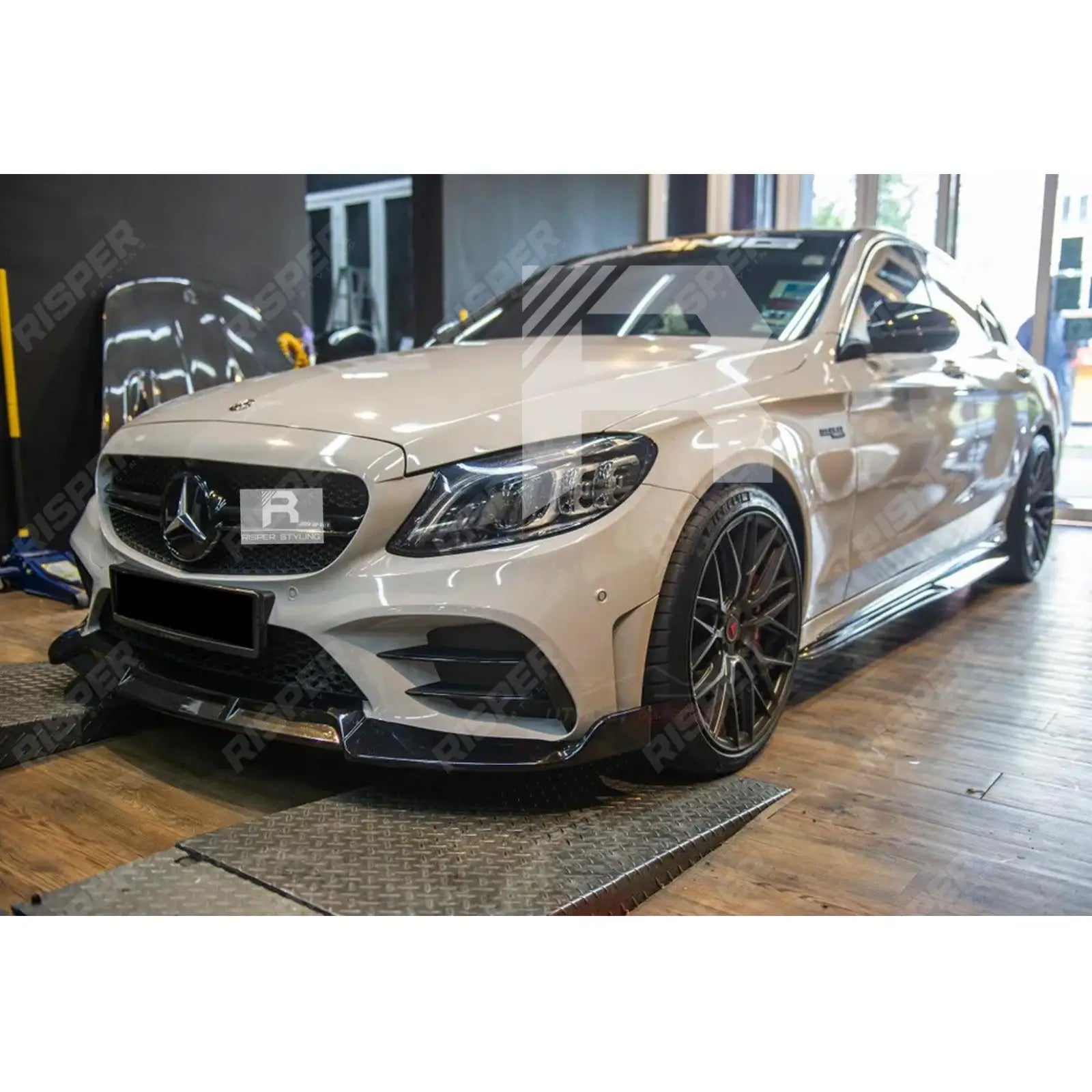 Mercedes C - Class W205 2019 - 2022 Facelift 'C63S Brabus Style' Front Splitter Lip - Gloss Black
