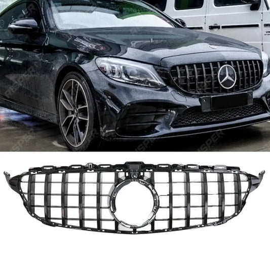 Mercedes C - Class W205 Facelift 2018 - 2020 Front Grill - Panamericana GT - R Style - All Black