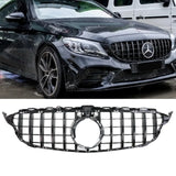 Mercedes C - Class W205 Facelift 2018 - 2020 Front Grill - Panamericana GT - R Style - All Black