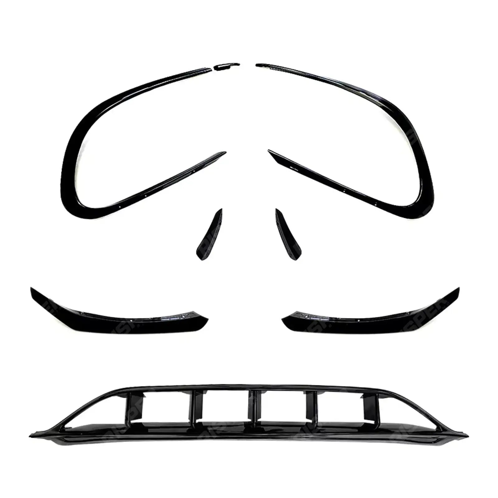 MERCEDES CLA C117 AMG LINE 2016-2019 FRONT SPLITTER LIP WITH CANARDS IN GLOSS BLACK Front Splitter