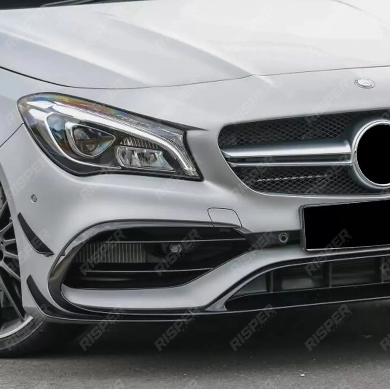 MERCEDES CLA C117 AMG LINE 2016-2019 FRONT SPLITTER LIP WITH CANARDS IN GLOSS BLACK Front Splitter