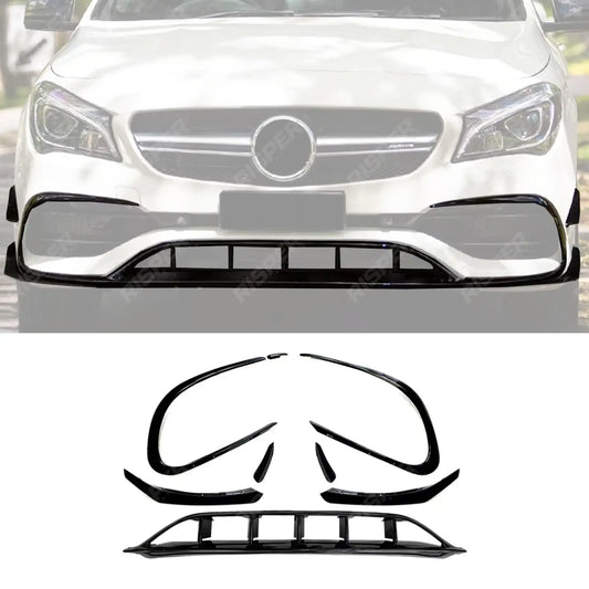 MERCEDES CLA C117 AMG LINE 2016-2019 FRONT SPLITTER LIP WITH CANARDS IN GLOSS BLACK Front Splitter