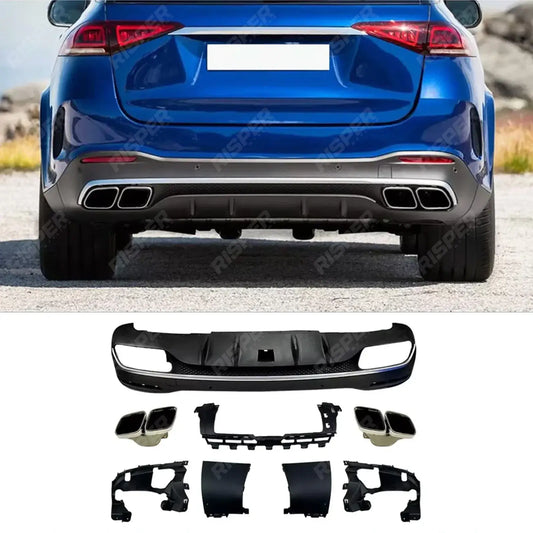 Mercedes GLE W167 2019+ AMG Line Rear Diffuser With Tips In Gloss Black Diffuser