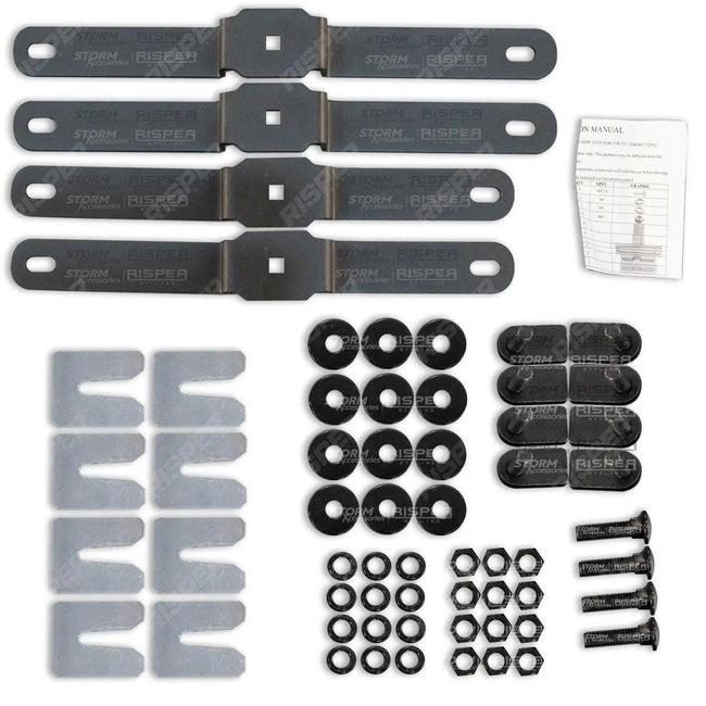 Trapezoid Side Bars in Gloss Black For VW Transporter T5 & T6 LWB 2003-2023 Secondary image