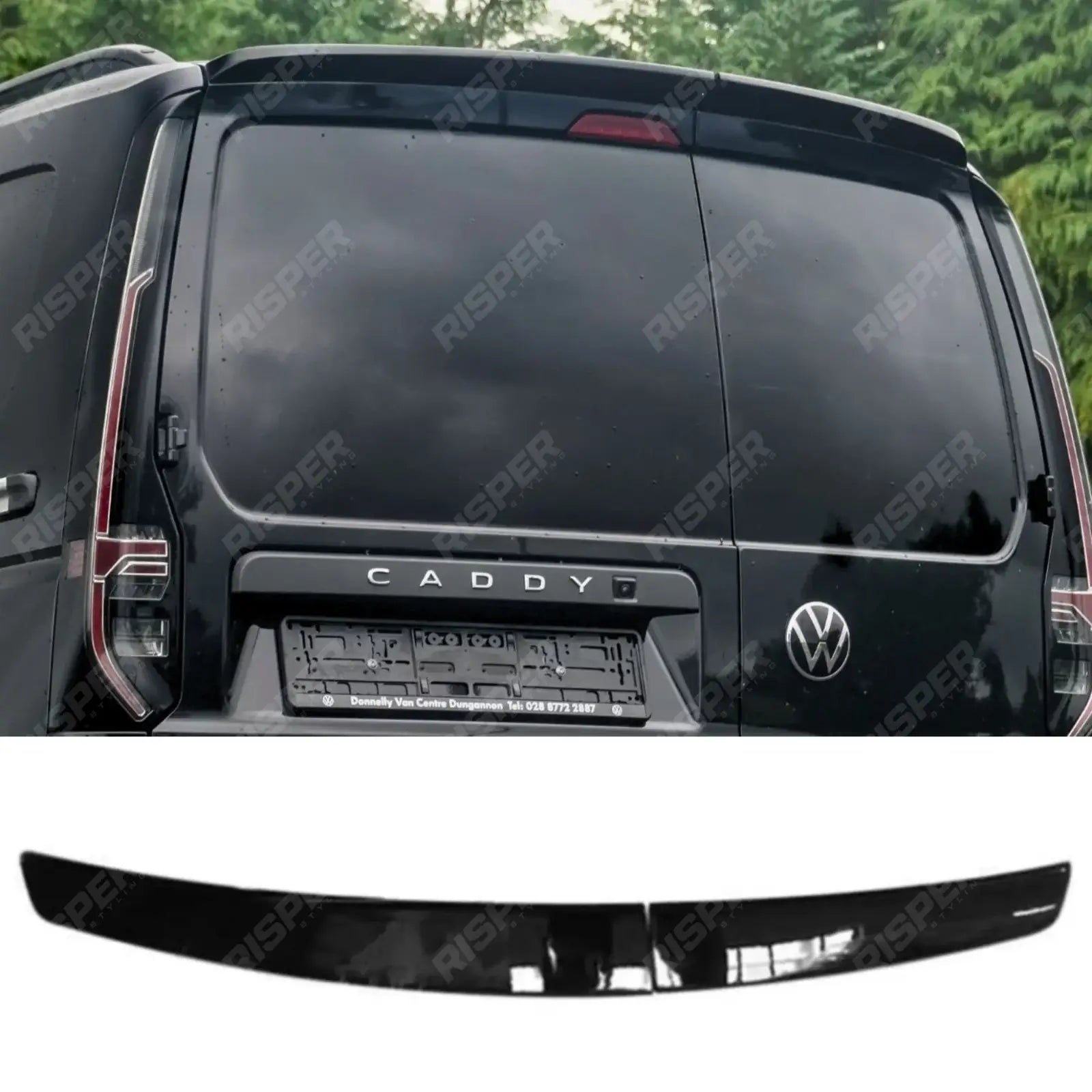 Volkswagen Caddy MK5 2021+ - Rear Spoiler Barn Door in Gloss Black Spoiler