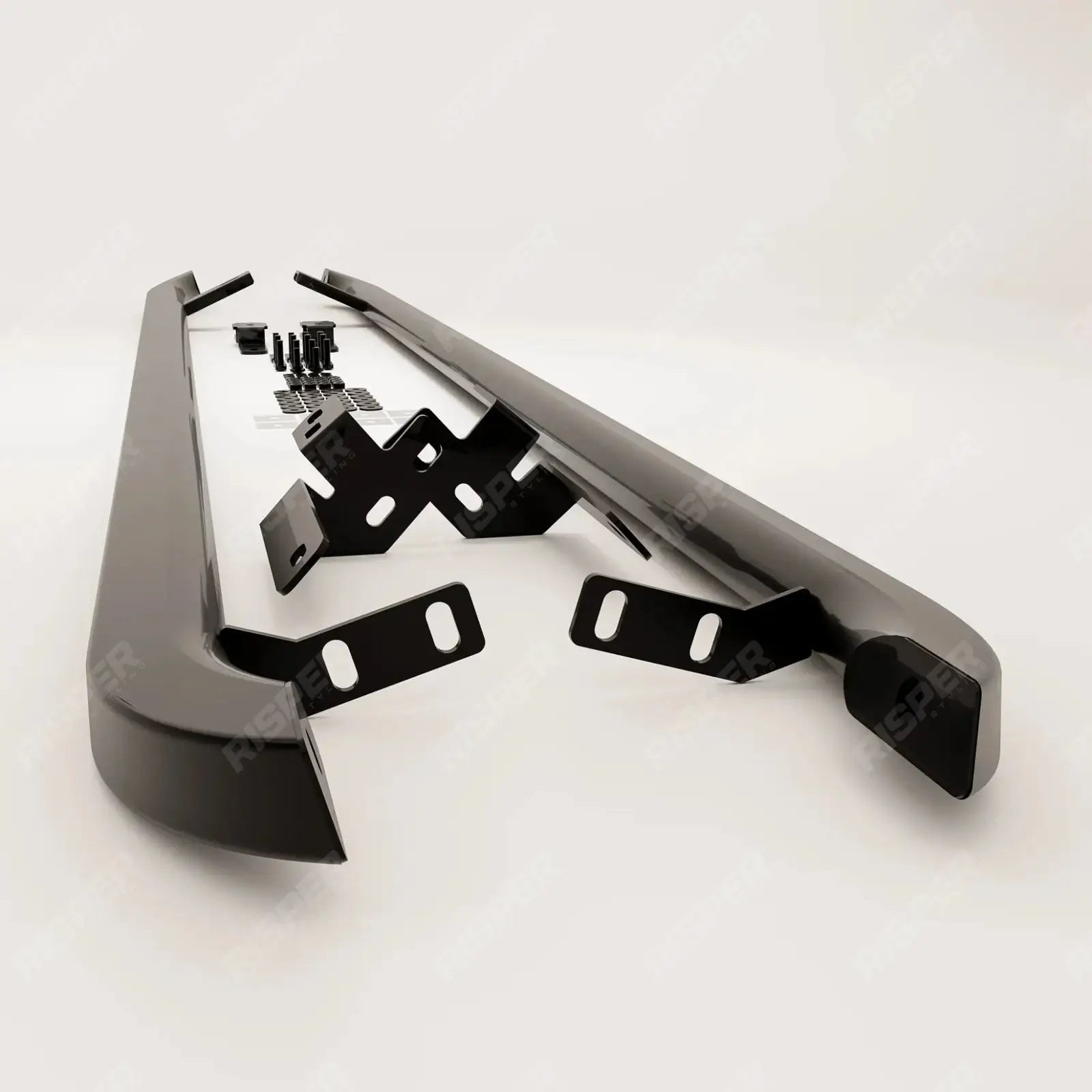 Volkswagen Transporter SWB T7 2025 on Trapezoid Side Bars In Gloss Black