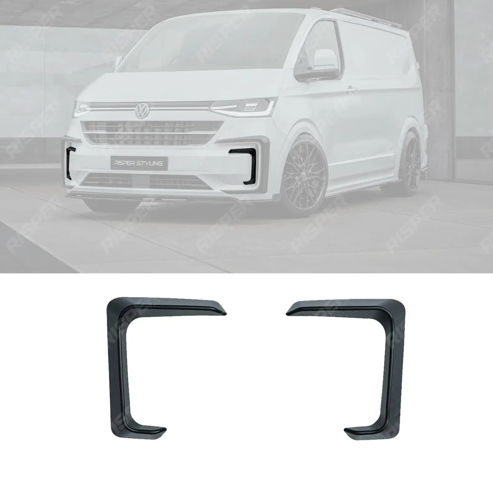 Volkswagen Transporter T7 2025 on Inner Canard Loops In Gloss Black Front Splitter