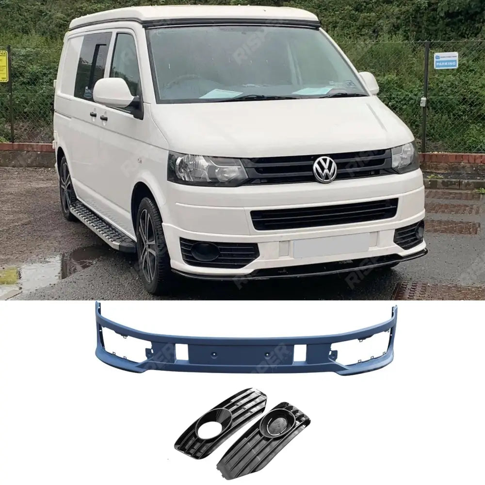 VW T5 Transporter 2010 - 2015 Lower Sportline Style Front Splitter with Fog Light Pods