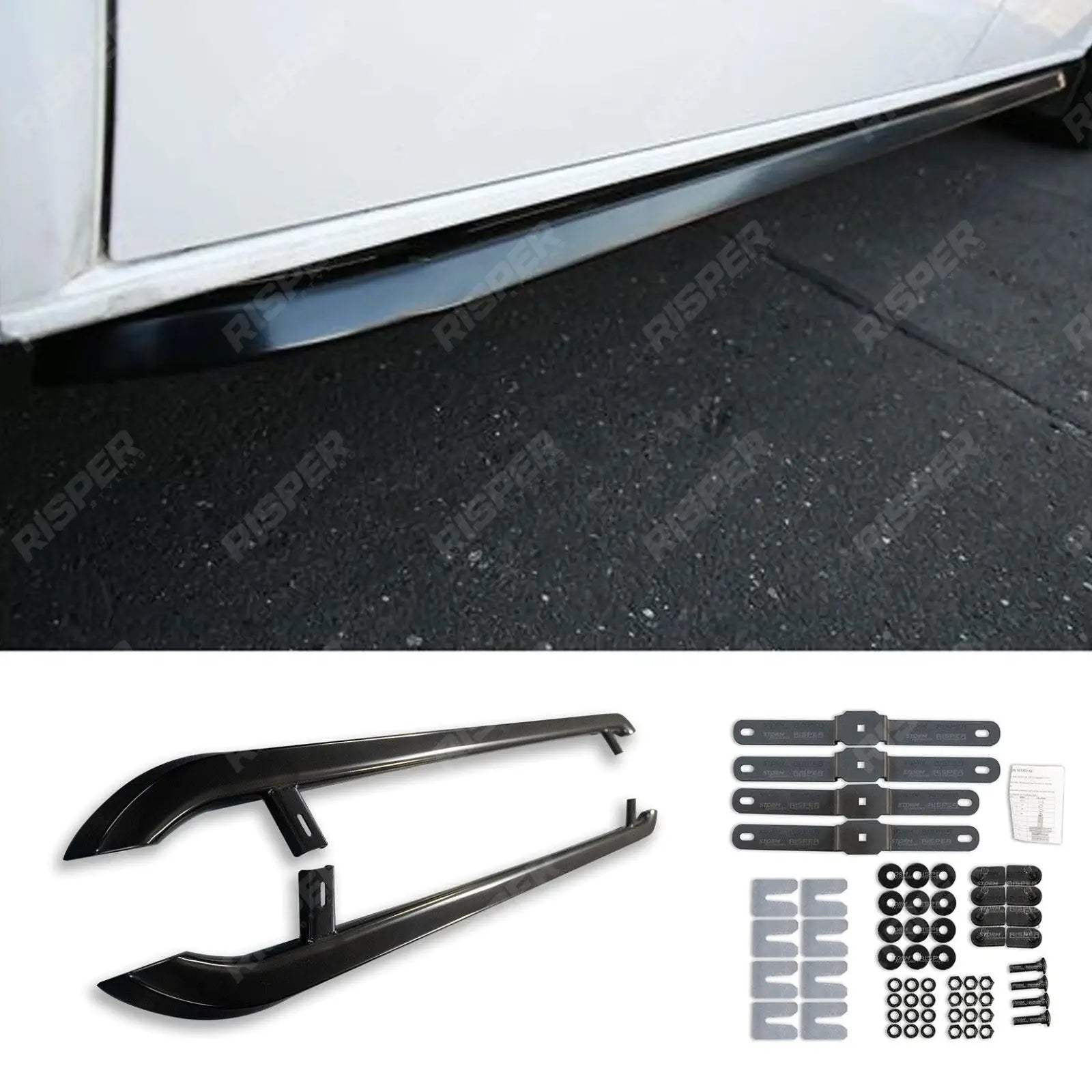 VW Transporter T5 & T6 LWB 2003 - 2023 Trapezoid Side Bars in Gloss Black