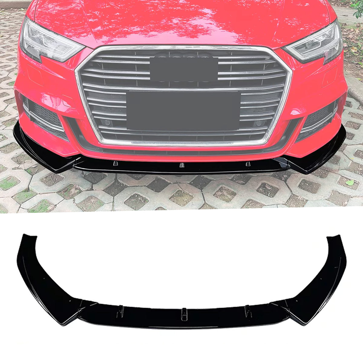 Audi A3 8V Facelift 2017-2020 Standard Models Front Splitter In Gloss Black